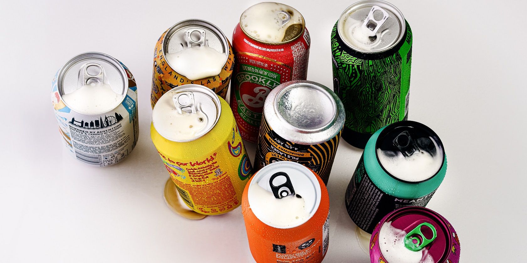 Beverage cans on a white background