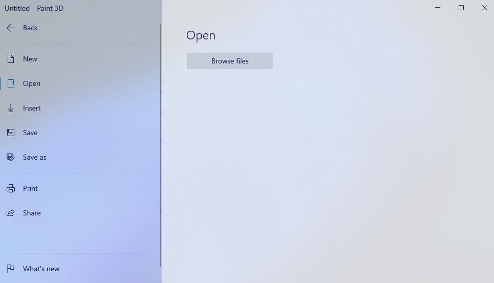 The Browse files button in Paint 3D