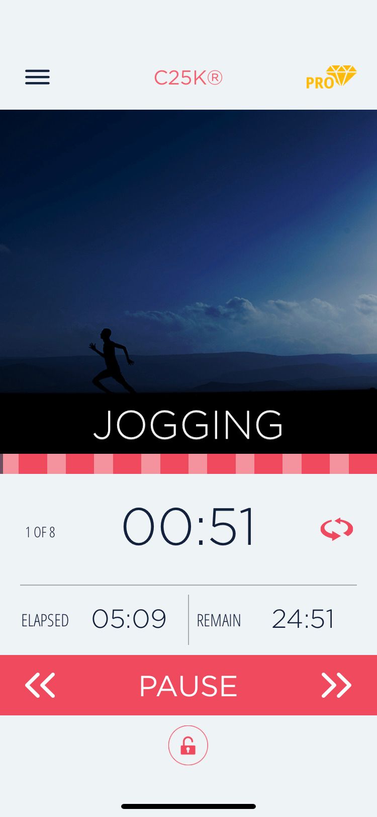 C25K app jogging screen