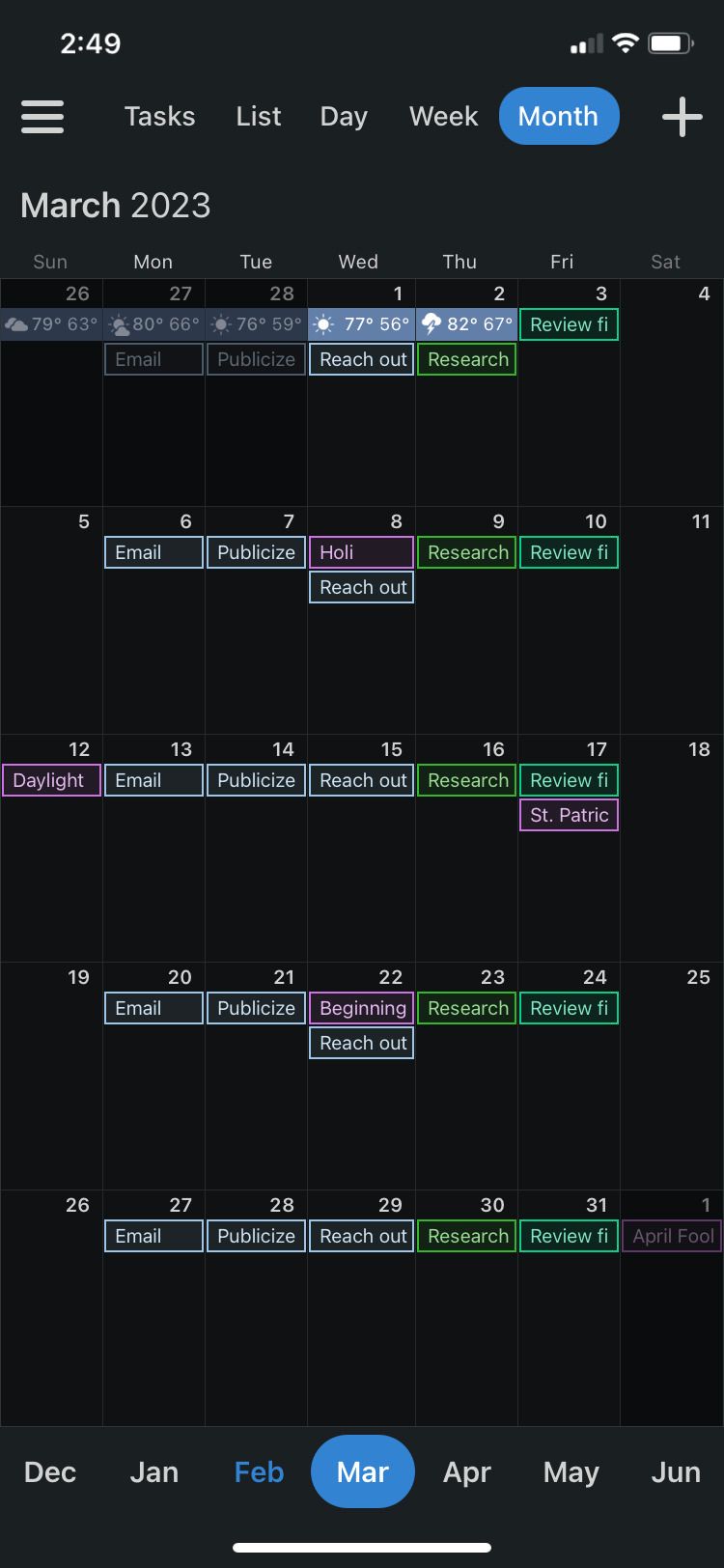 نمایش ماهانه برنامه Calendars Planner & Organizer