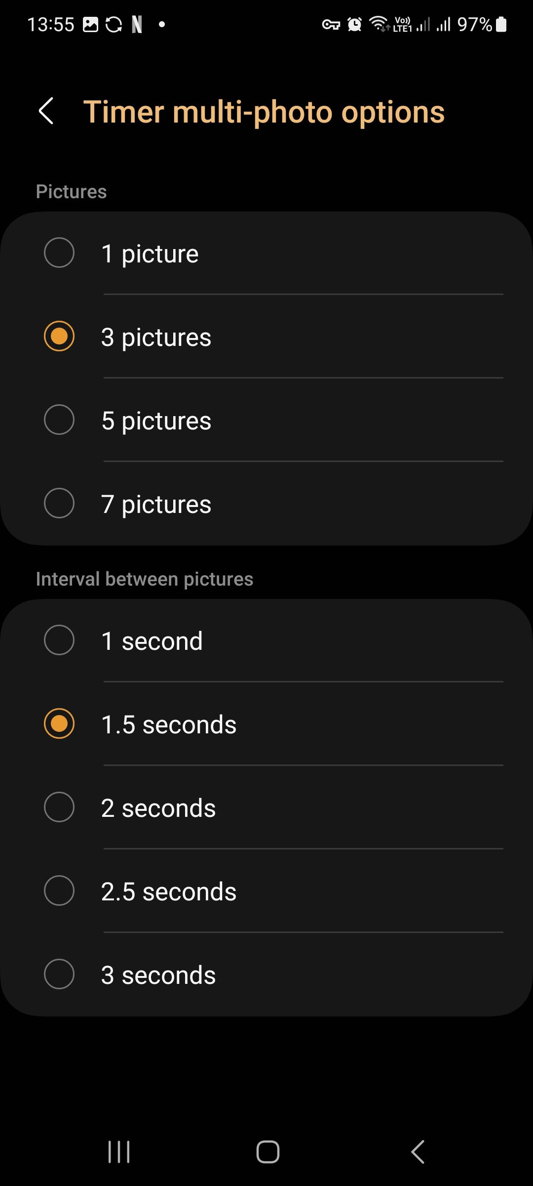 camera assistant timer options