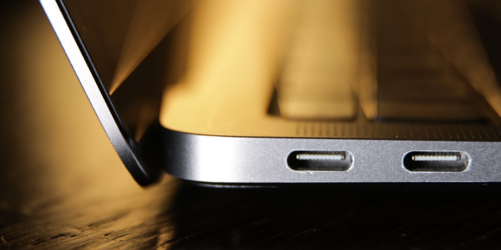 close-up of a MacBook's USB ports