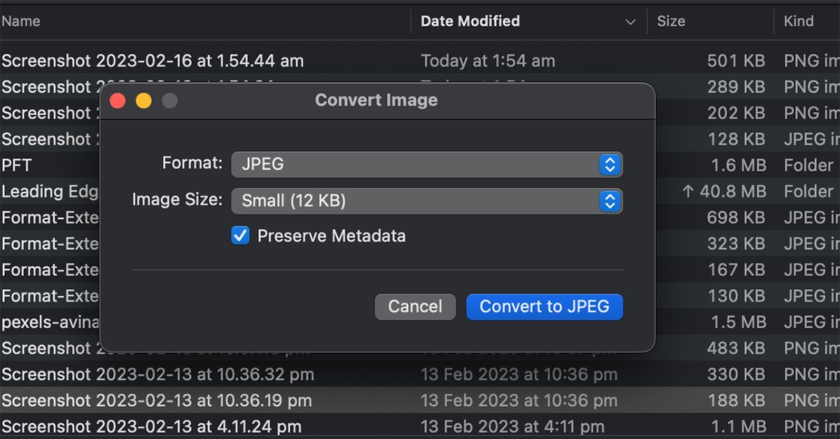 Convert Image File Details macOS
