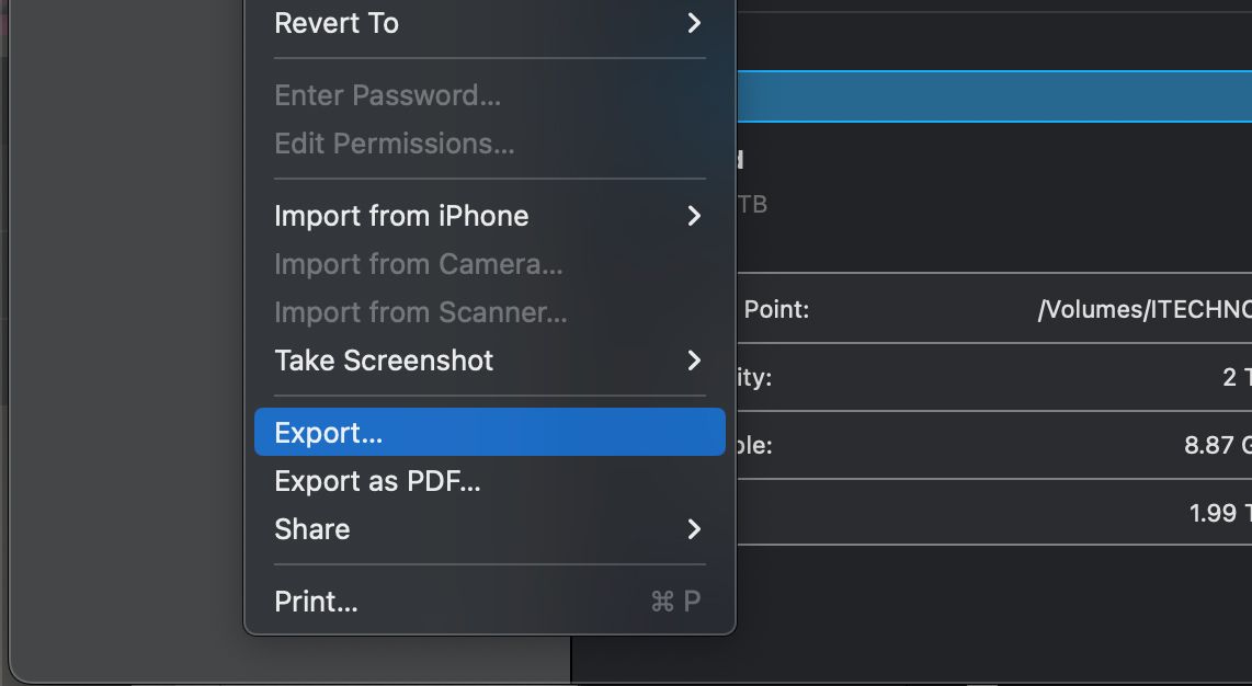 Export File in Preview