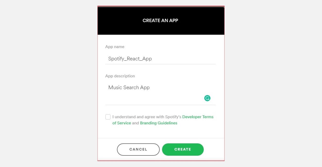 Trang cài đặt ứng dụng mới trên bảng điều khiển dành cho nhà phát triển của spotify