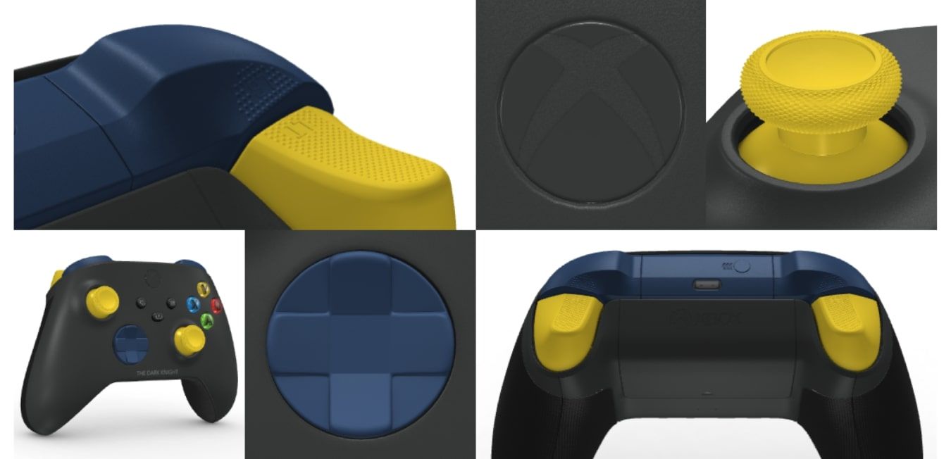 A screenshot of an Xbox Design Labs created Batman Xbox controller through the preview tool