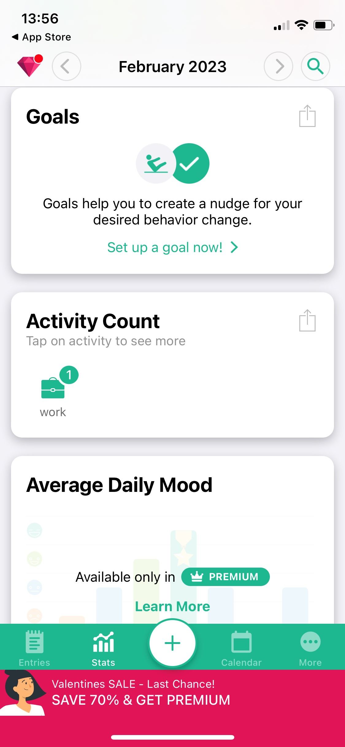 Daylio - اهدافی را برای دستیابی به اتصال تعیین کنید
