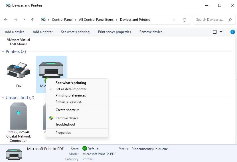 برنامه کاربردی Devices and Printers Control Panel