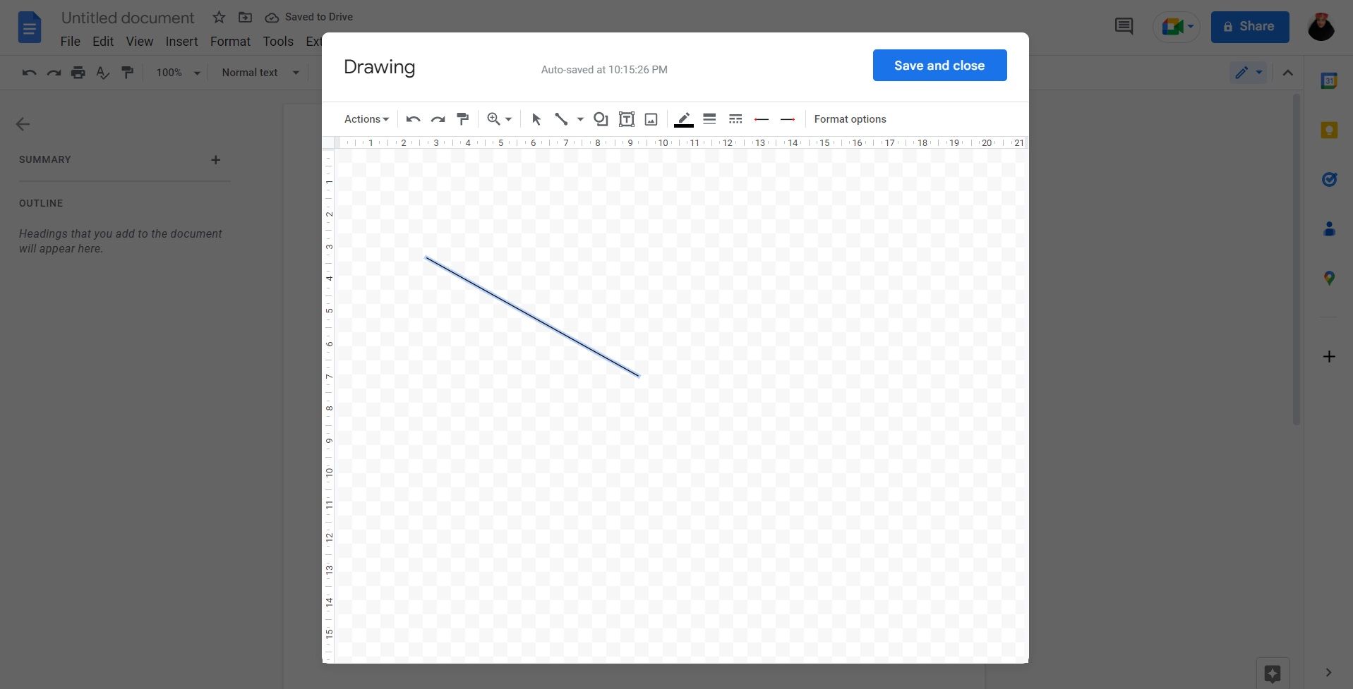 Drawing a vertical line in Google Docs