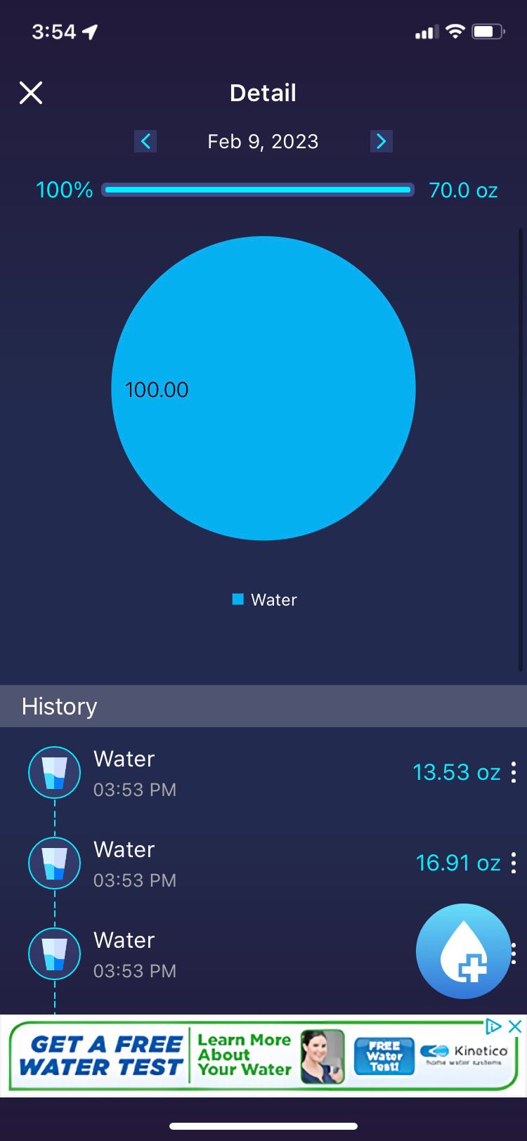 Drink Water app detail screen