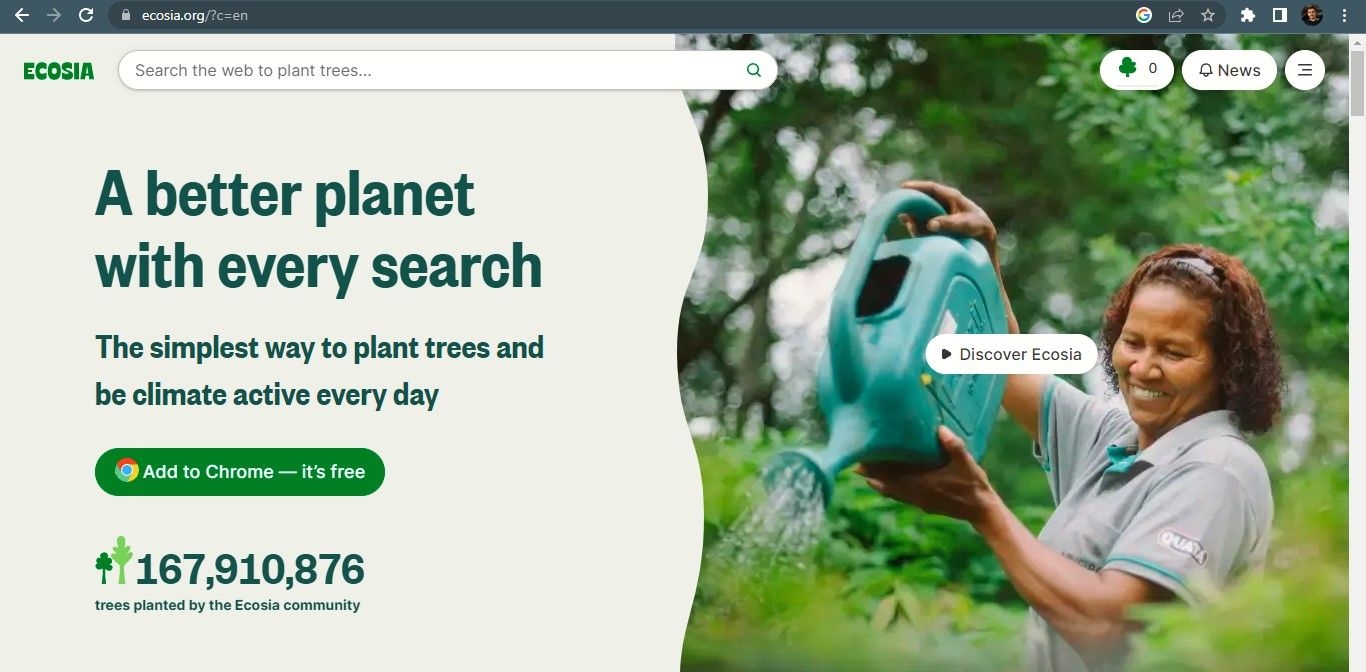 Ecosia Search Engine Website