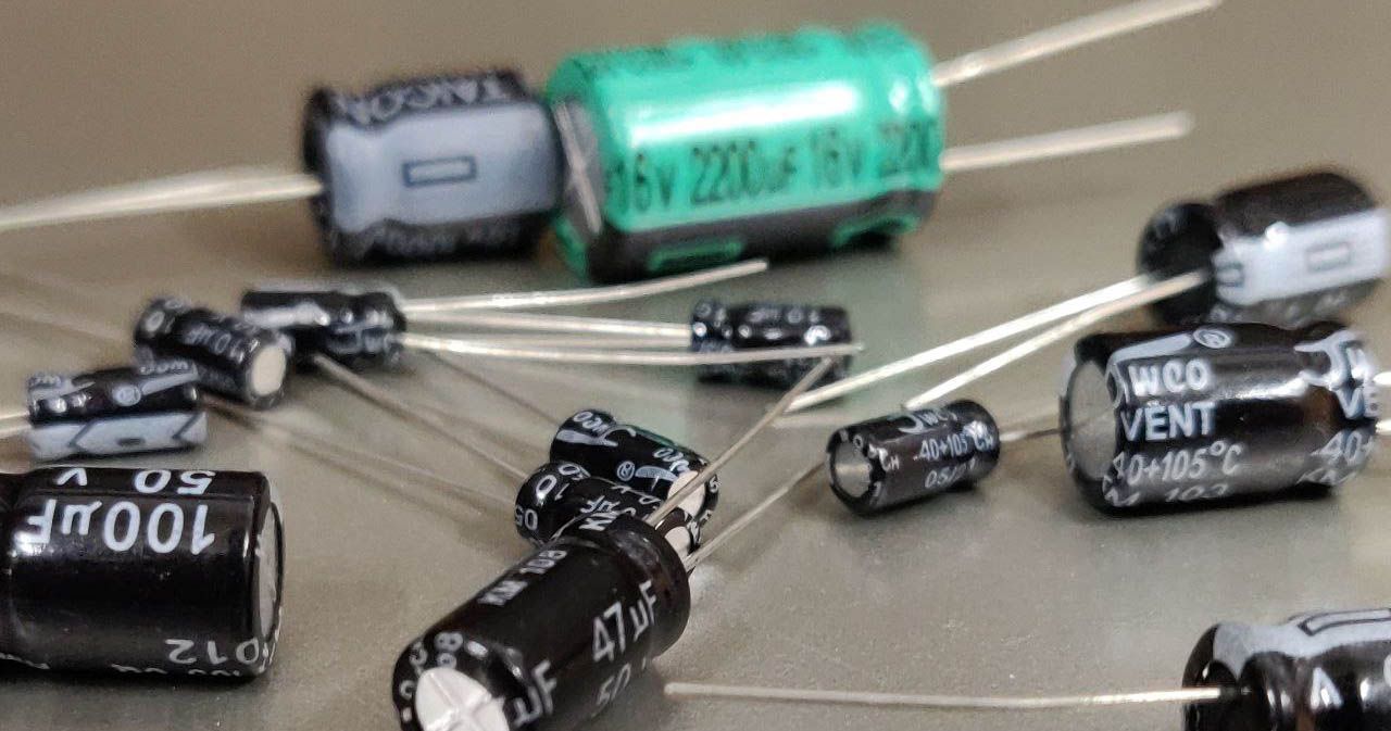 Closeup shot of some capacitors