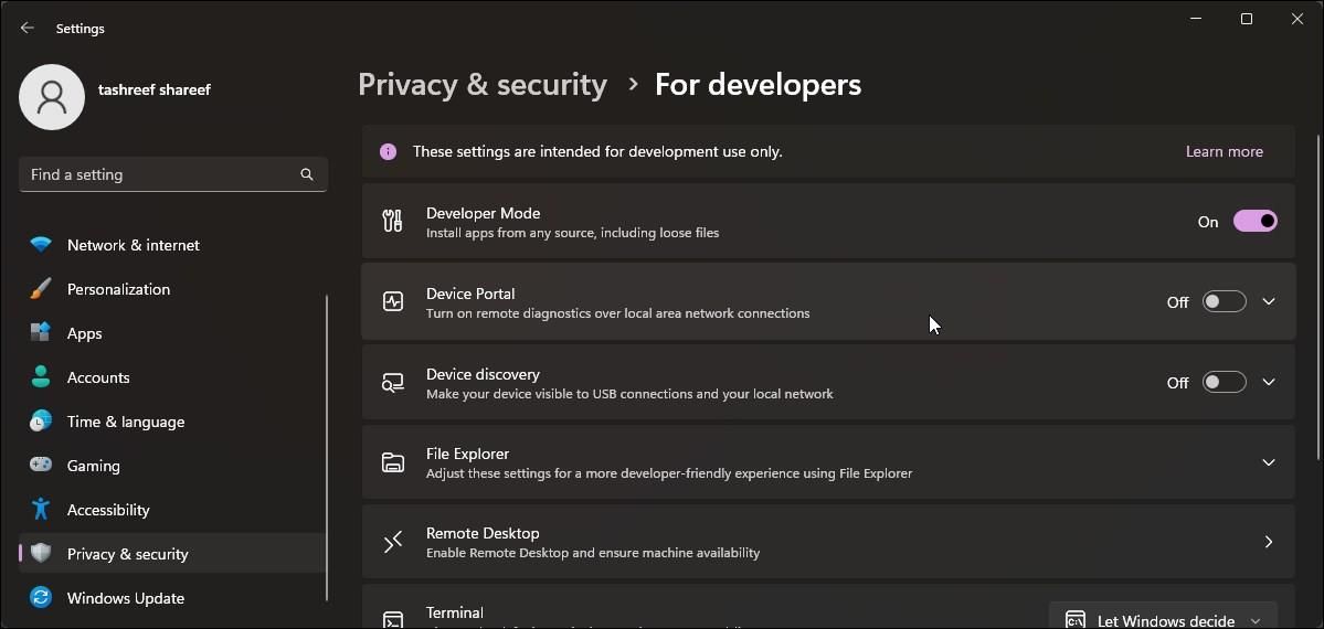 enable developer mode windows 11