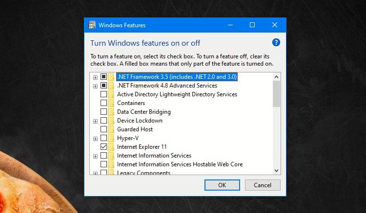 Enable. NET Framework 3.5 in Windows Features