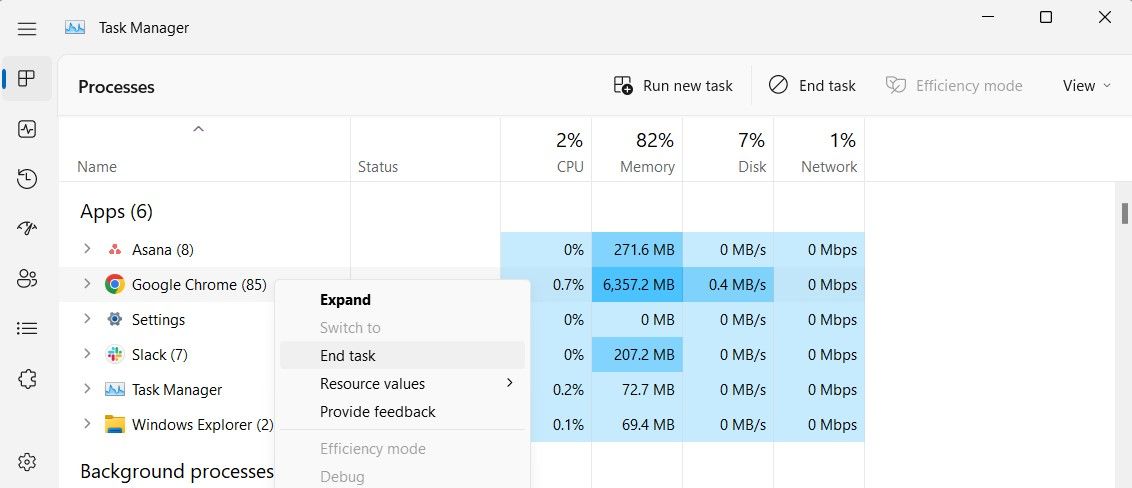 End Chrome Processes in Task Manager
