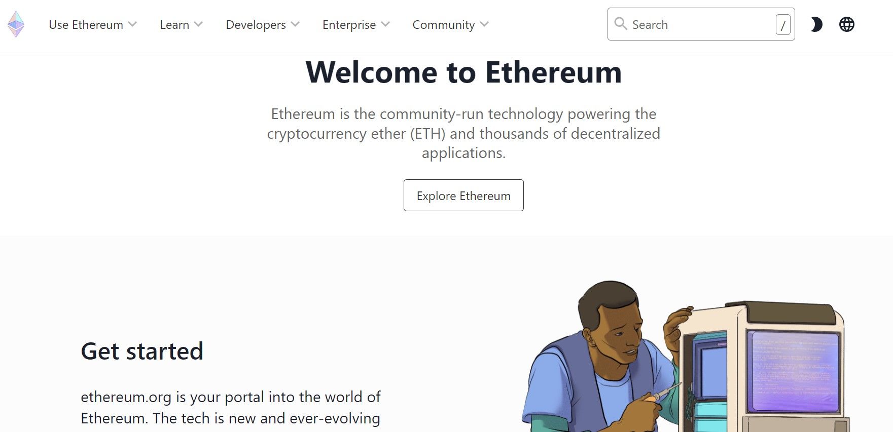 A screenshot of the Ethereum blockchain