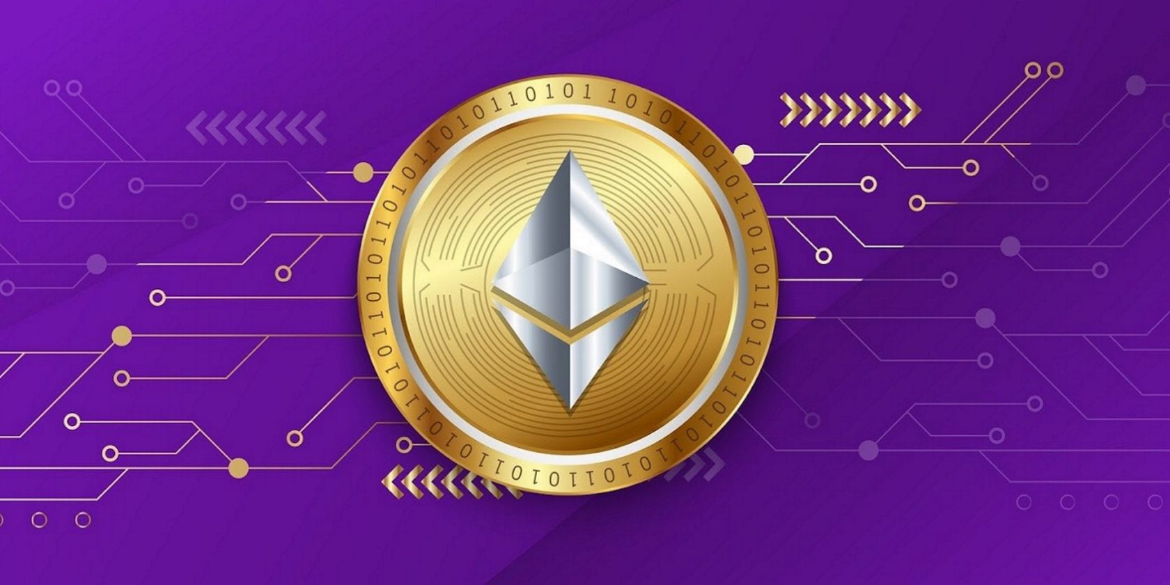 A gold Ethereum coin