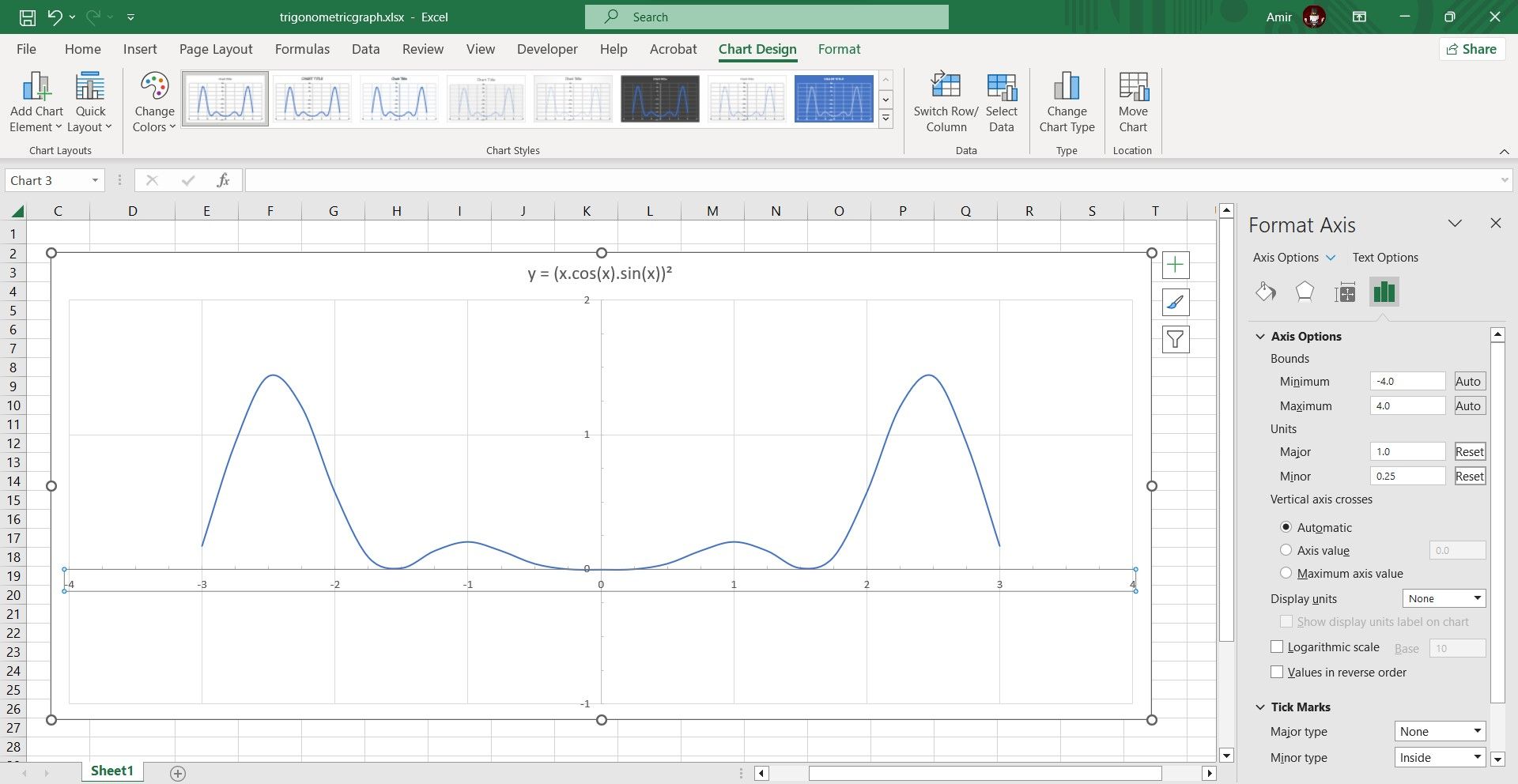 Formatting axis in an Excel chart