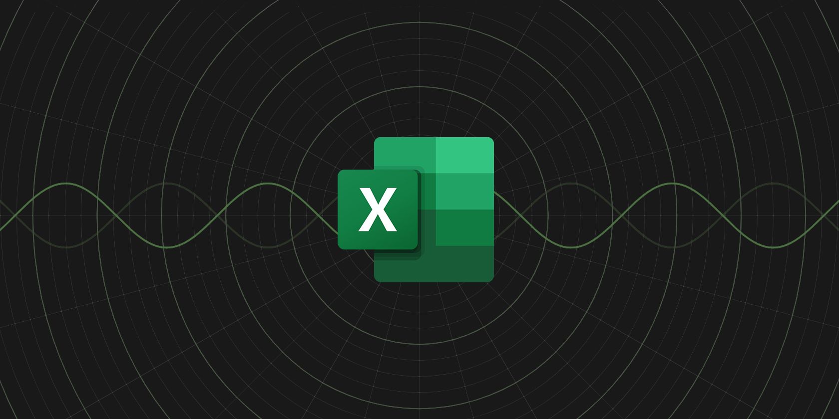 Excel logo on two trigonometric graphs.