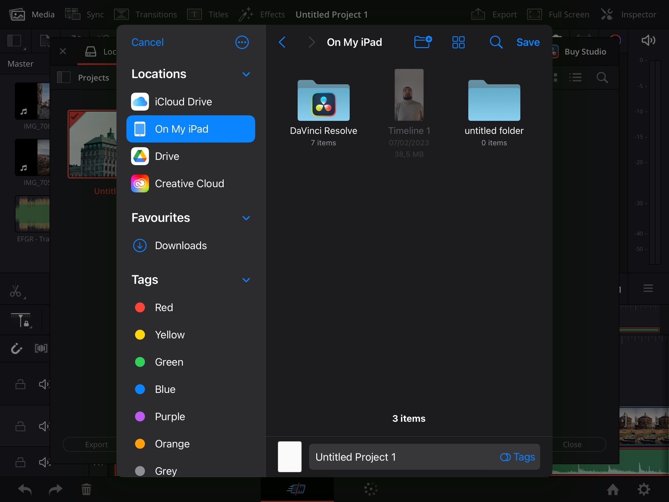 Export in DaVinci Resolve iPad Screenshot