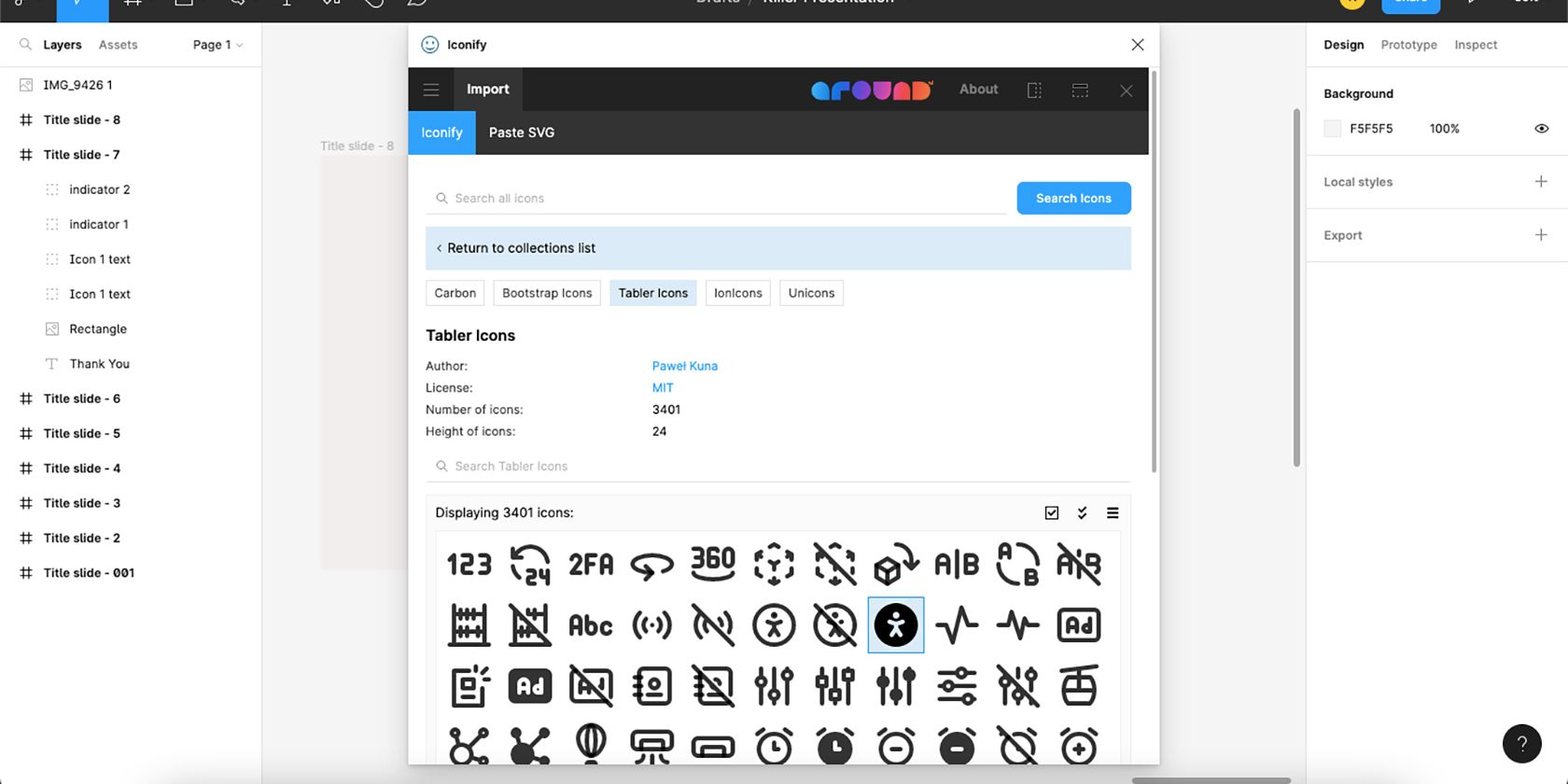 منوی افزونه Figma Iconify.