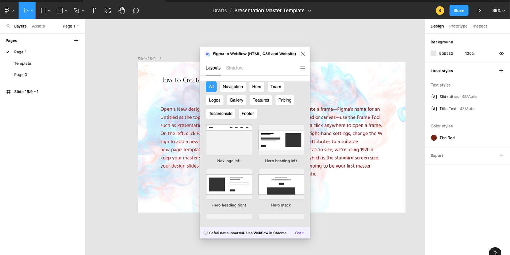 افزونه Figma Webflow Labs.