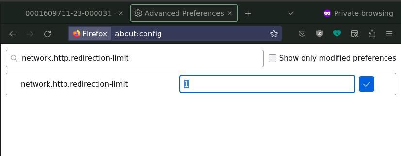 how to limit redirections on firefox browser