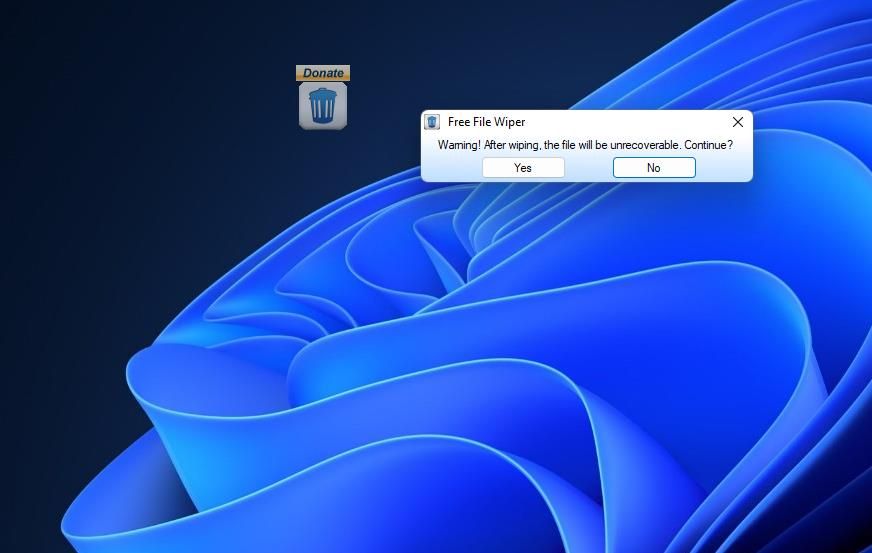 The Free File Wiper bin icon on the desktop 