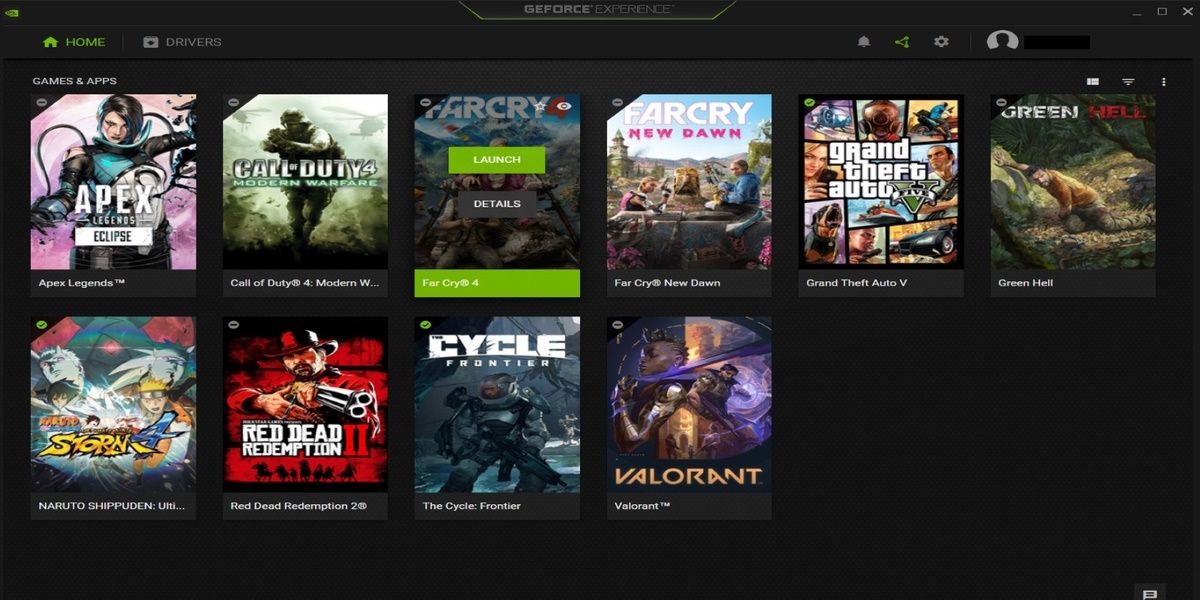 NVIDIA Geforce Experience Home Page 