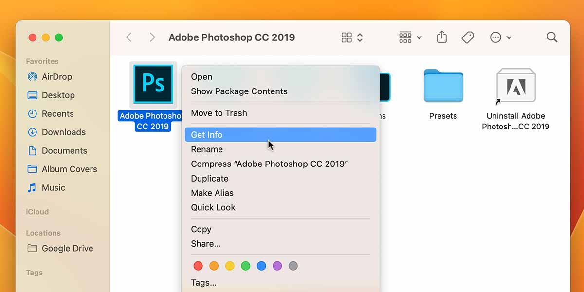 Getting info for Photoshop app