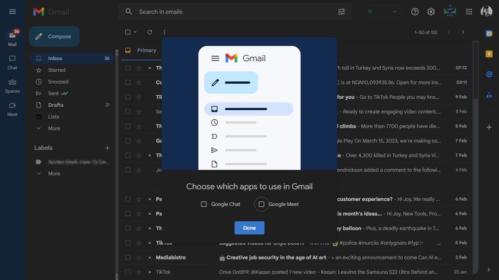 Gmail-pilih aplikasi mana yang akan digunakan kotak dialog