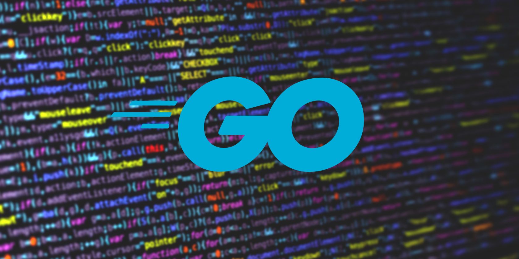 golang logo on a code background