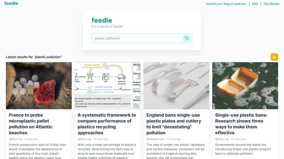 Feedle searches RSS feeds of podcasts and blogs for your keyword, and turns your search result into an RSS feed for automatic search updates in your reader