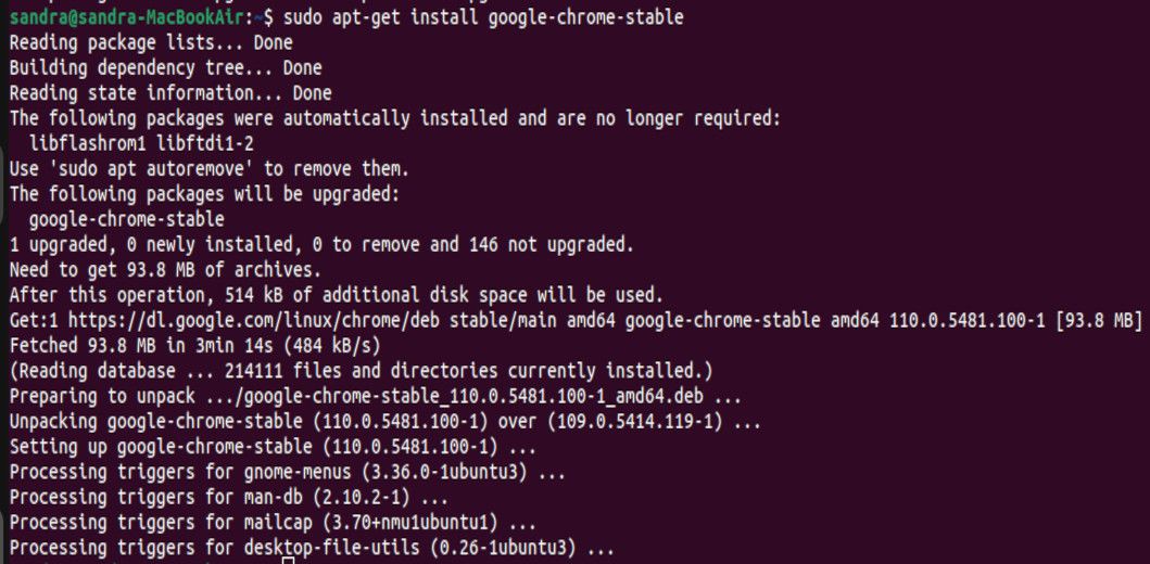 Google chrome được cập nhật trên hệ điều hành ubuntu
