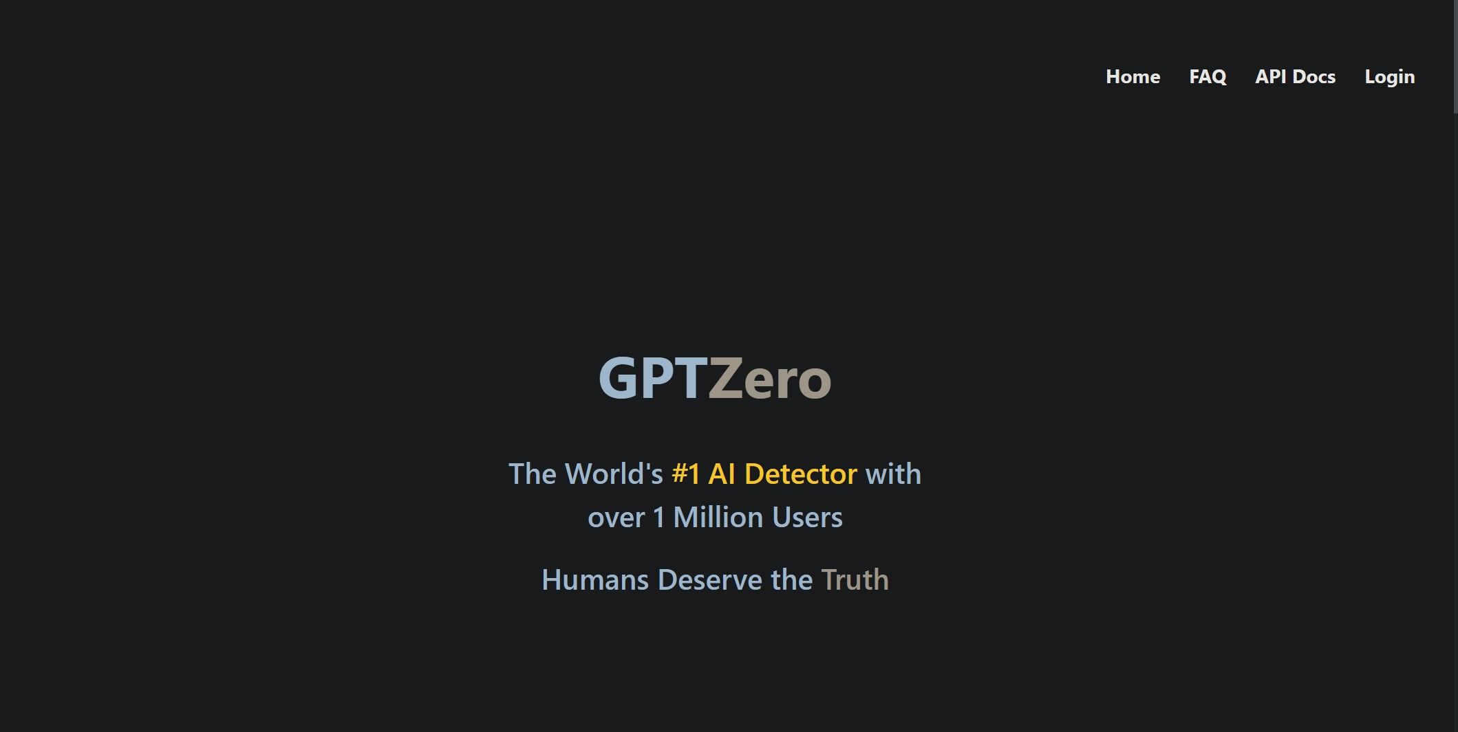 Page d'accueil du site GPTZero