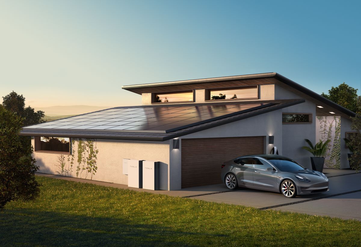 Home with Tesla solar panels