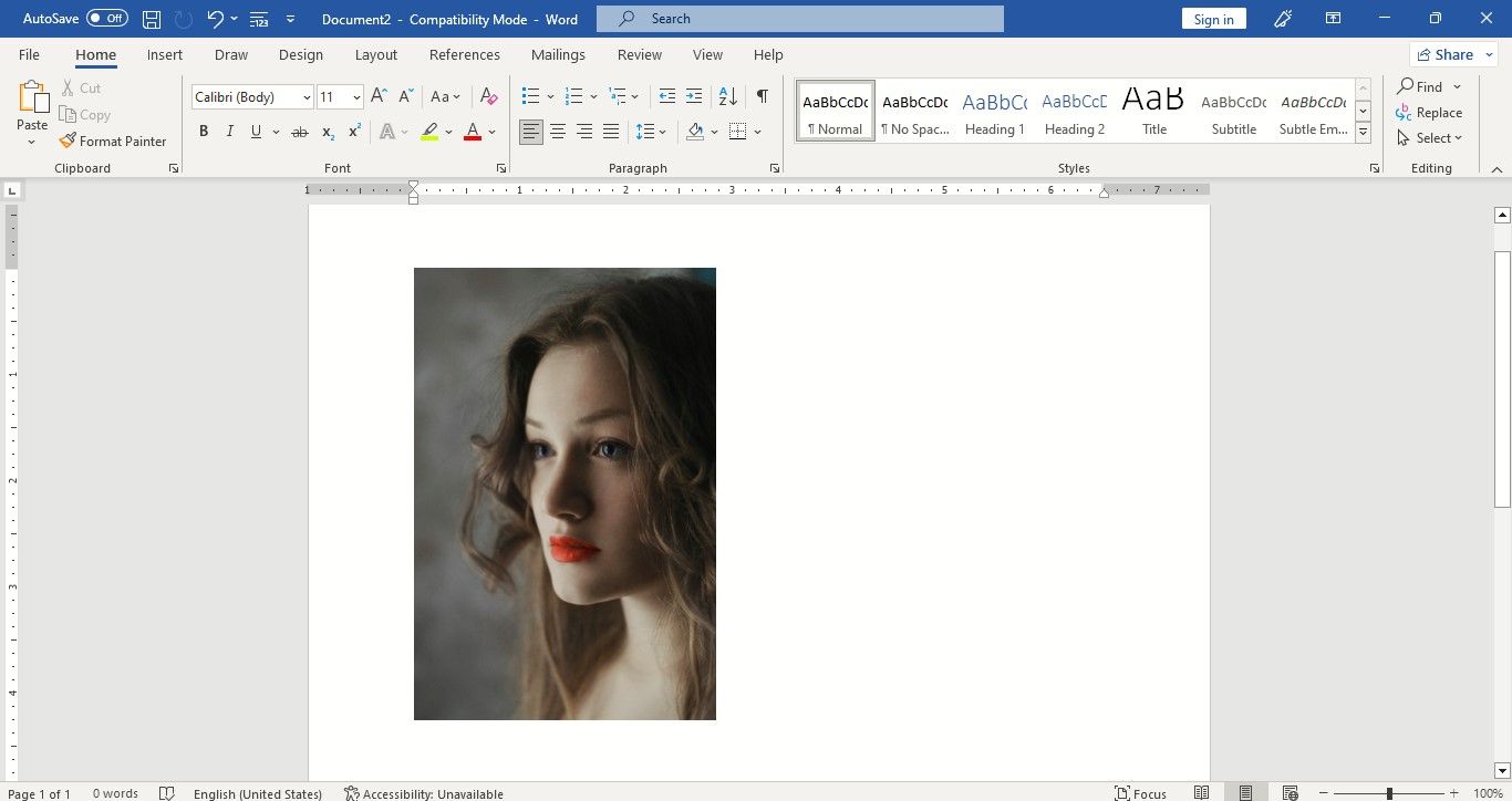 Image Inserted in a Word Document