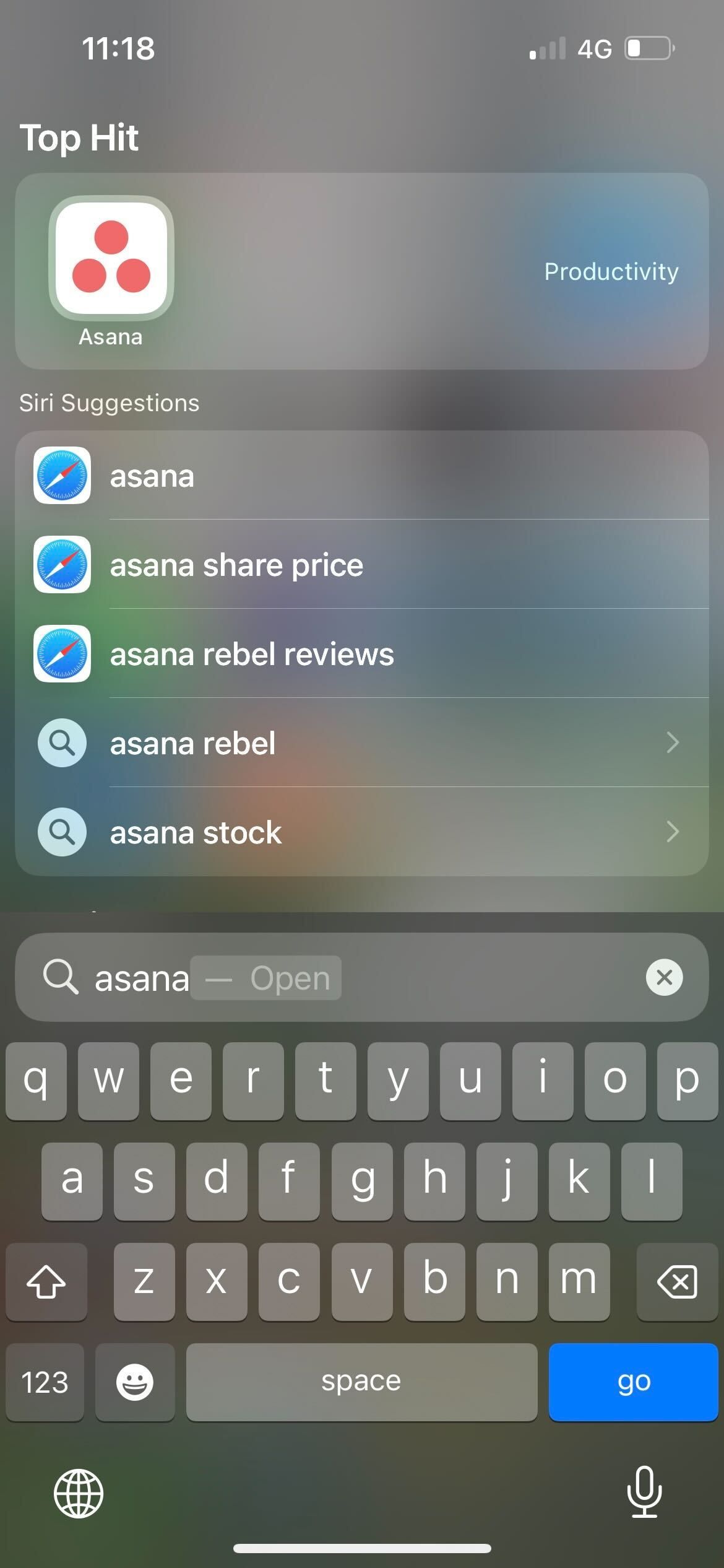 use search to find an app in iphone