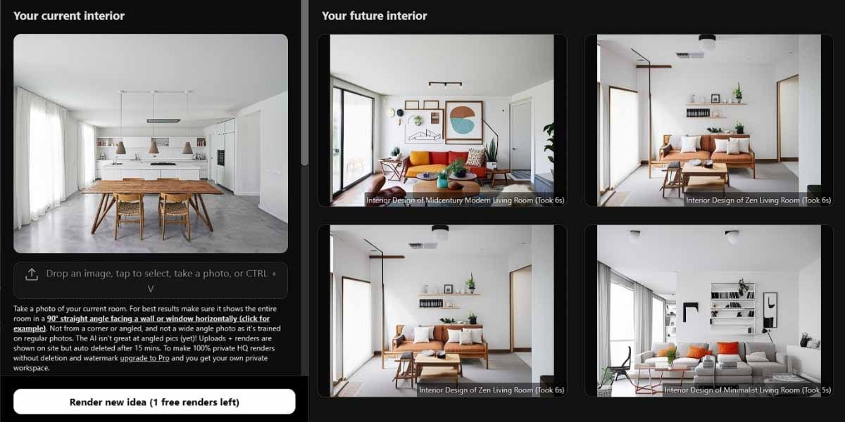 Application Web de design d'intérieur pour la maison InteriorAI