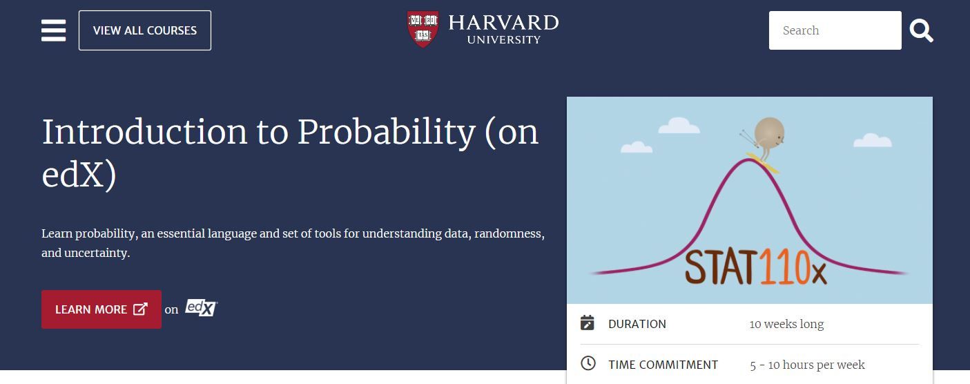 A Screenshot of Harvards Free Introduction to Probability Course