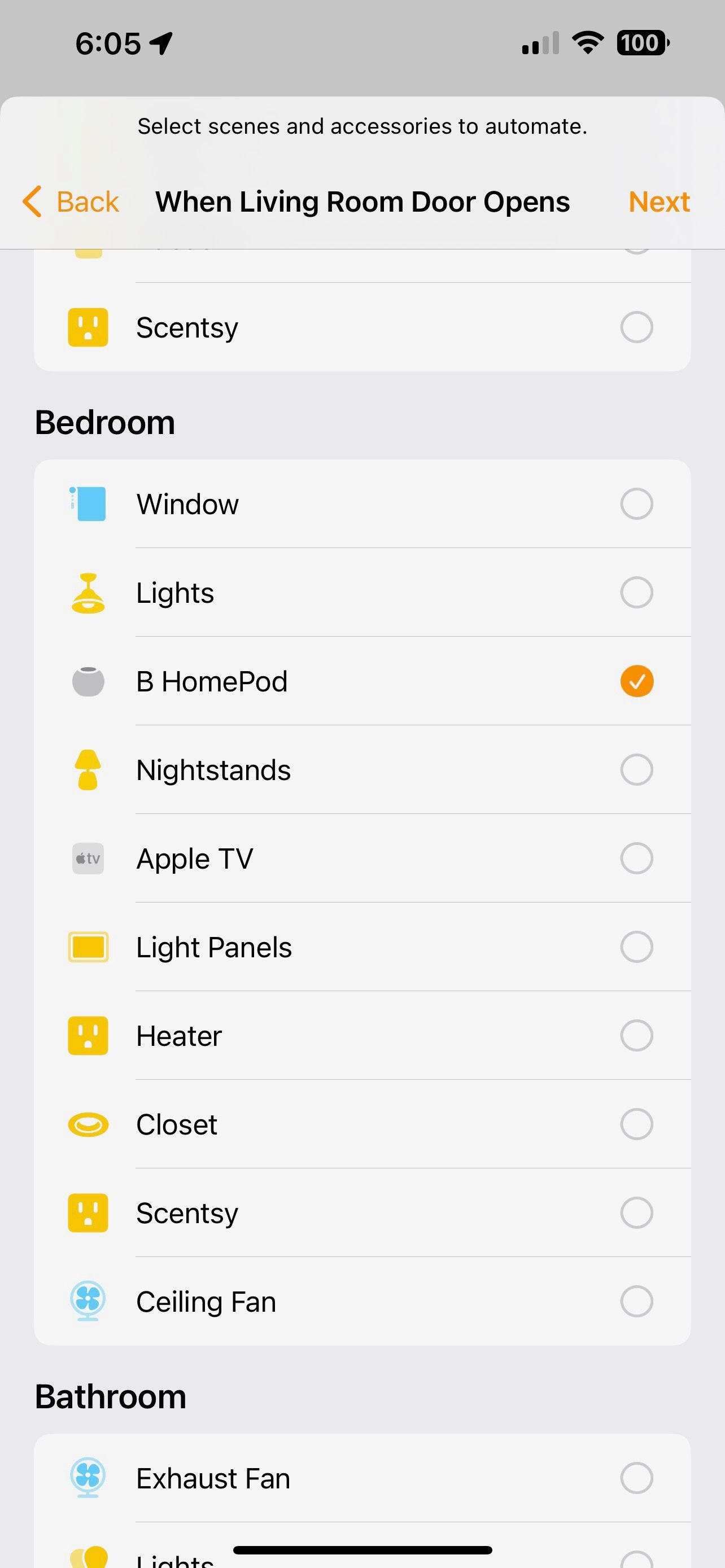 iOS 16 Home App لوازم جانبی جدید اتوماسیون هنگام انتخاب منو