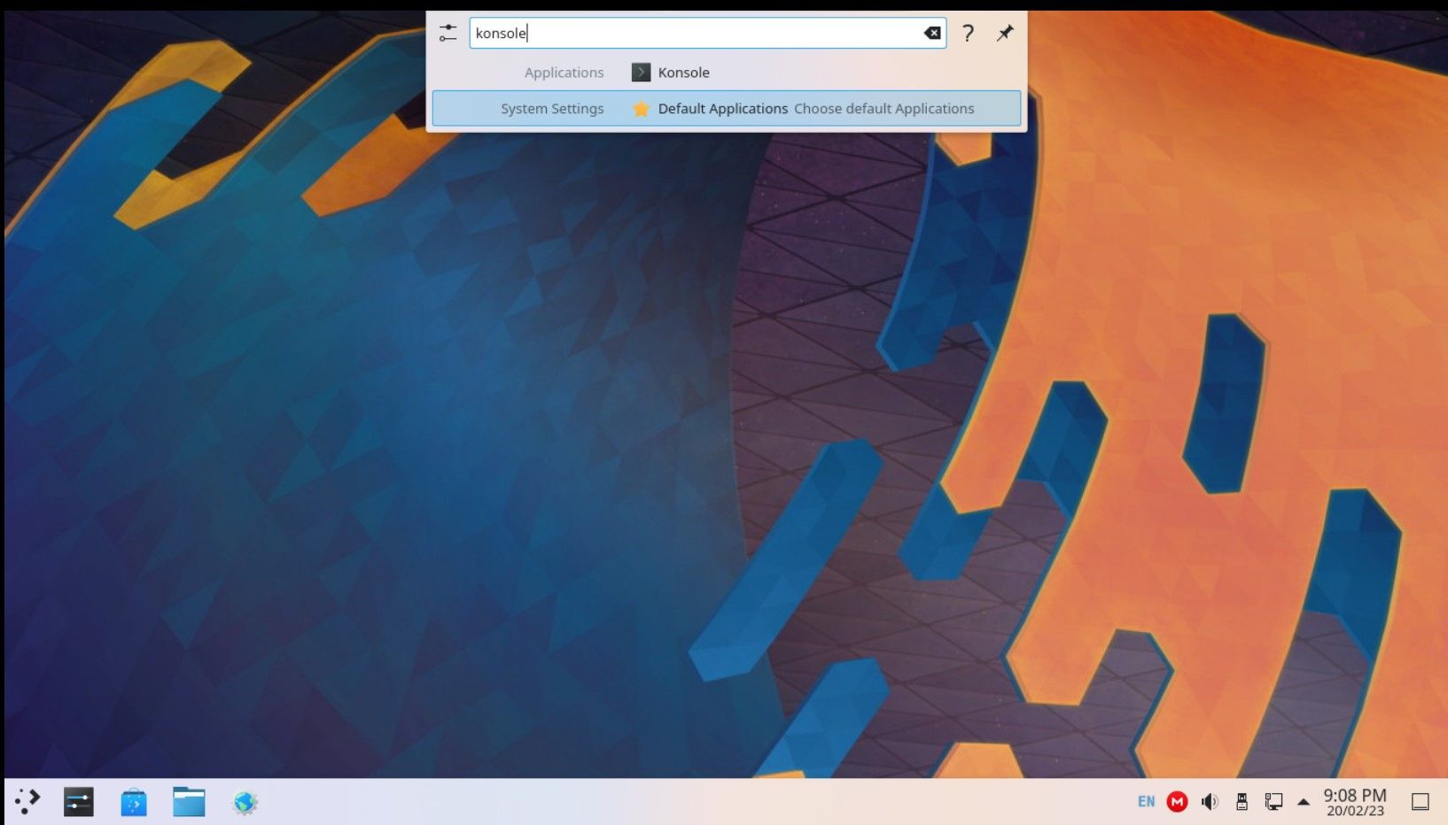 KRunner's snippet on KDE Plasma desktop with icons