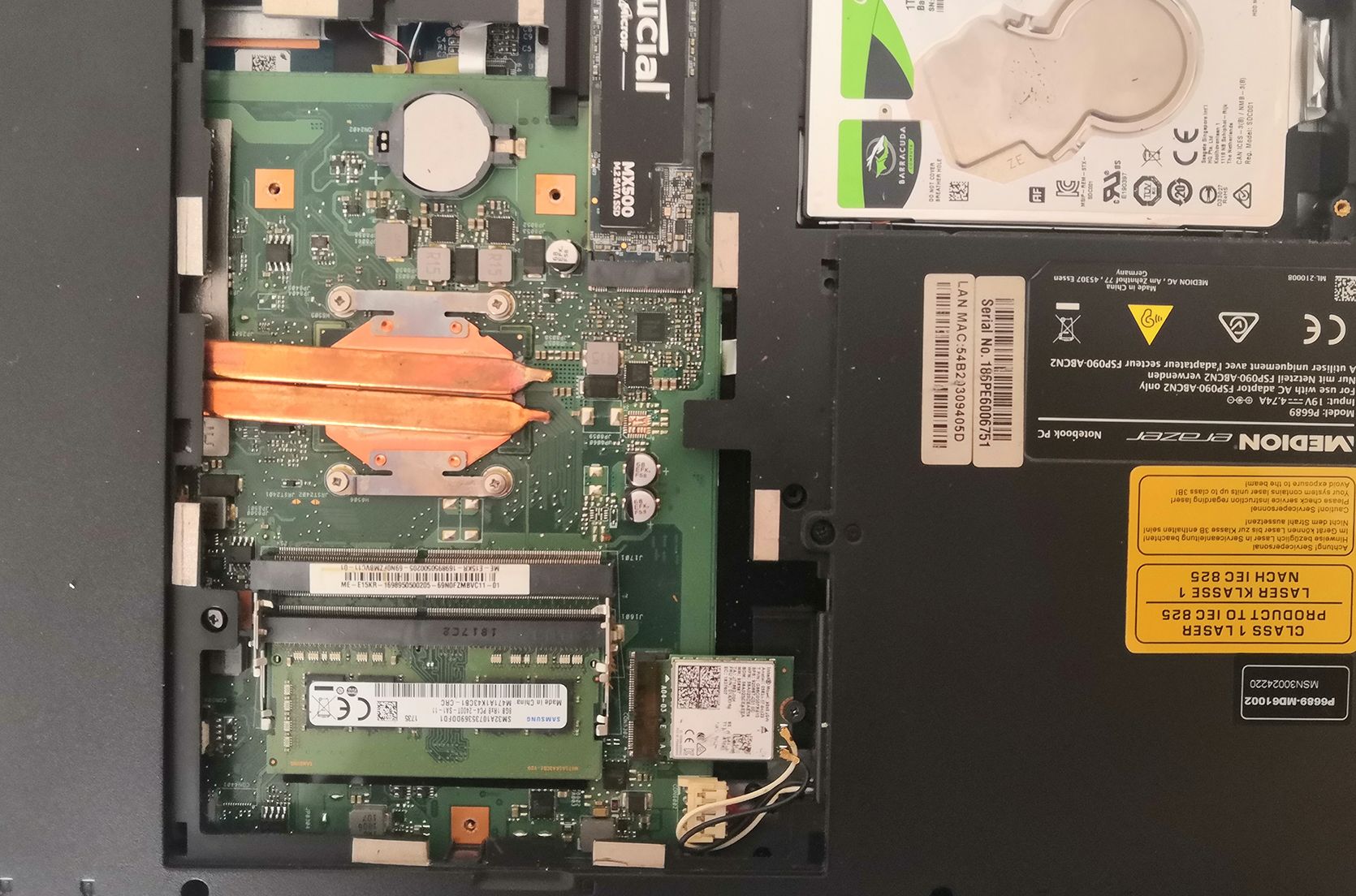 Laptop with access panel removed