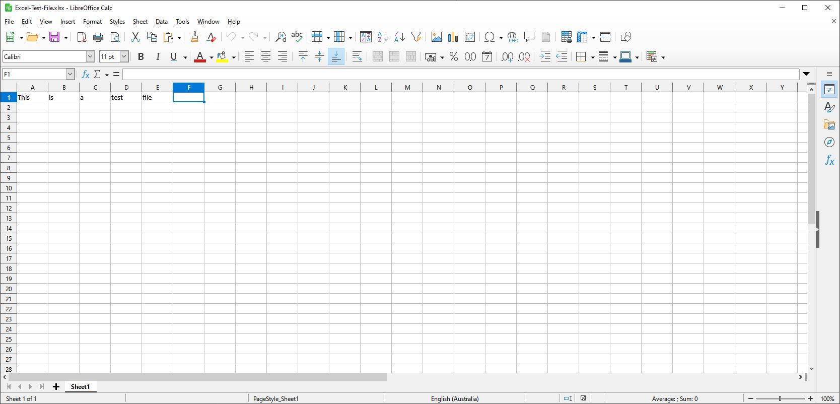 A Screenshot of LibreOffice Calc