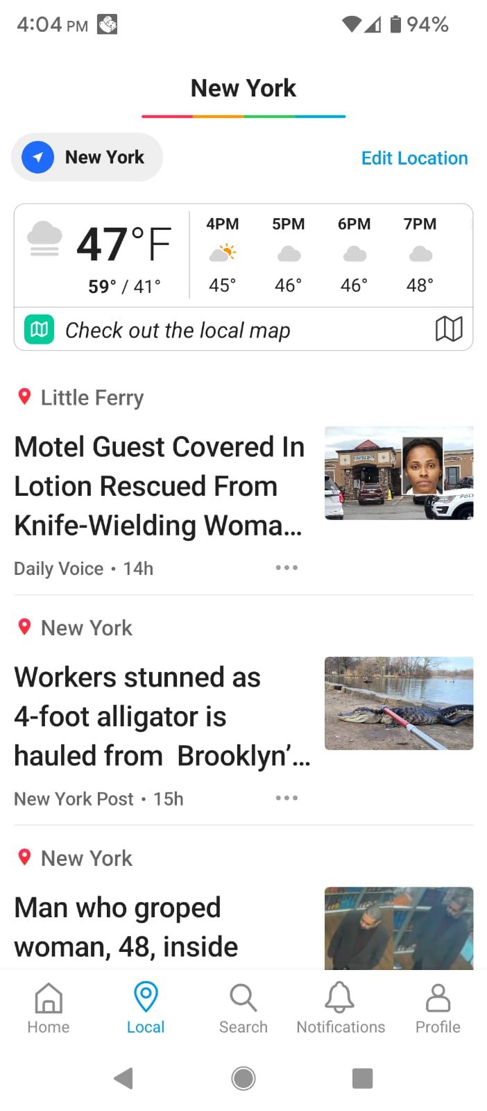 Local News Tab in the SmartNews App
