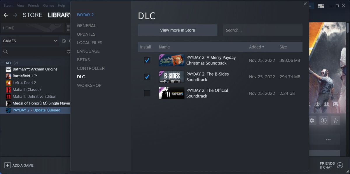 Manage DLCs on Steam