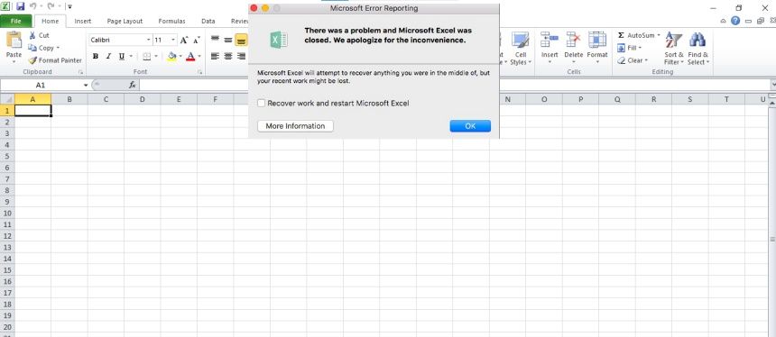 Microsoft Excel not responding