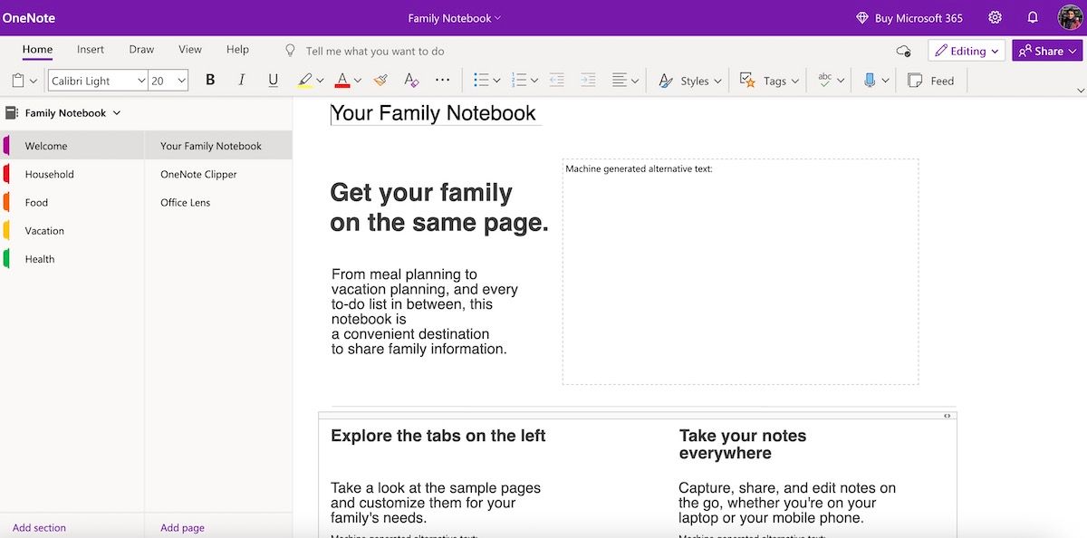 microsoft family notebook
