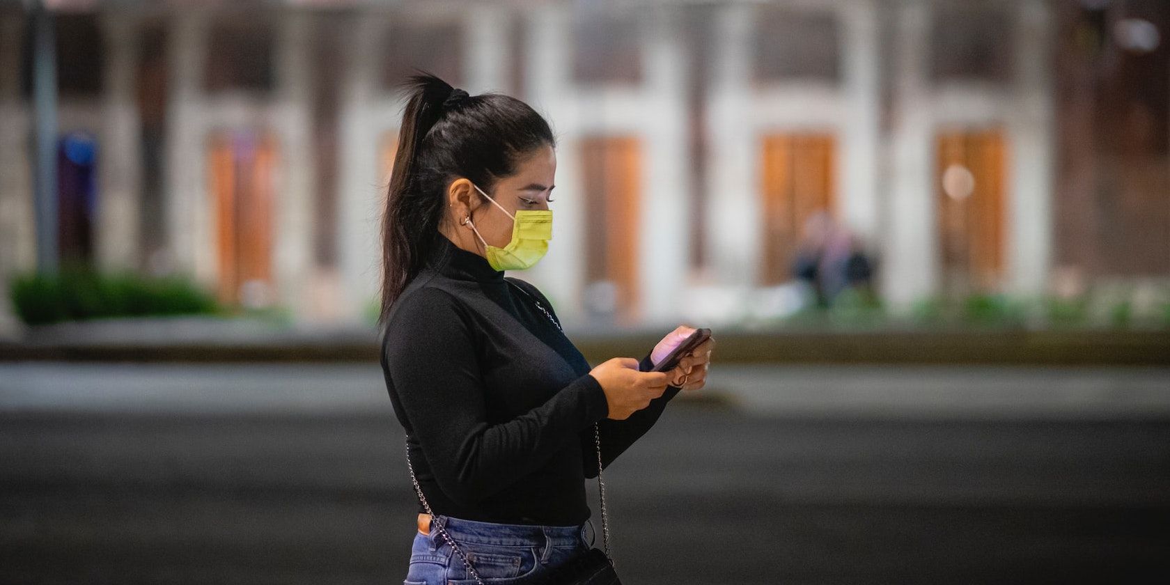 Lady Using Mobile Phone Outside