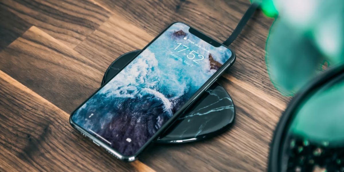 iphone on marble wireless charger